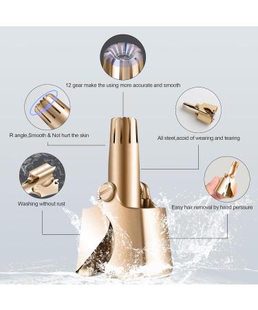 Gold Nose Hair Trimmer for Men - Waterproof Hypoallergenic Manual Nose Trimmer with 12 Double-Edged Blades | Smooth & Precise Trimming - Buy Online on GoSupps.com