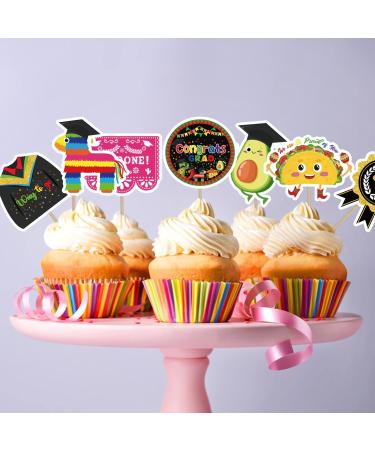 Mulukaya 27Pcs Mexican Graduation Cupcake Toppers Taco Bout Avocado Cactus Congrats Grad Treat Cake Picks for Cinco de Mayo Graduation Party Decorations Supplies - Buy Online on GoSupps.com