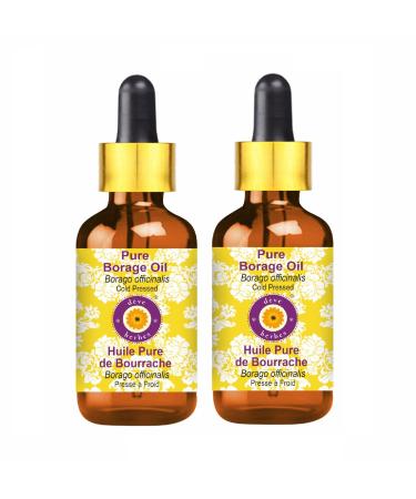 d ve herbes Pure Borage Oil (Borago officinalis) with Glass Dropper Cold Pressed (Pack of Two) 100ml X 2 (6.76 oz)