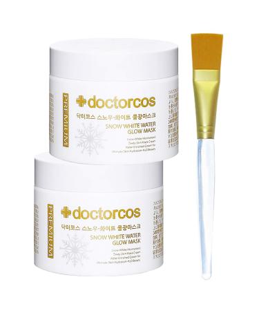 DOCTORCOS Snow White Water Glow Mask Cream | Moisturizing Sheet Free Sleeping Pack (2 Original + Brush)