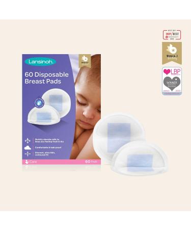 Lansinoh Disposable Breast Pads for nursing breastfeeding mothers essential for hospital bag thin super absorbent layers discreet fit 60 Count ( Pack of 1) 60 Count ( Pack of 1) single - Buy Online on GoSupps.com