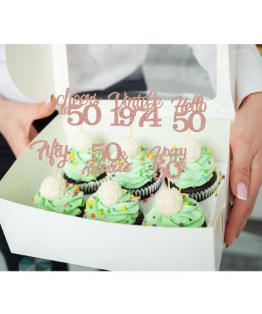 Sotpot 50th Birthday Cupcake Toppers 30 Pcs Rose Gold Glitter Fabulous/Cheers/Hello 50 Cupcake Picks Birthday Party Cupcake Decorations (6 Styles) Rose Gold 50th - Buy Online on GoSupps.com