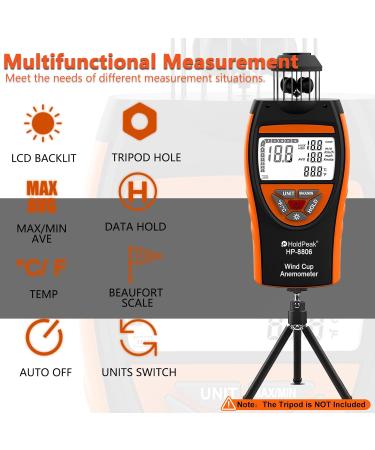 Holdpeak 8806 Digital Wind Speed Meter | Accurate Wind Knife with Temperature & Compass | Ideal for Shooting Fishing Sailing | 0.7-42 m/s - Buy Online on GoSupps.com