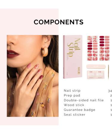 NAILOG Semi Cured Gel Nail Strips 34 pcs Salon-Quality Gel Nail Stickers Long Lasting Nail Wraps for Women with Soft Gel Finish Rose Cloud - Buy Online on GoSupps.com