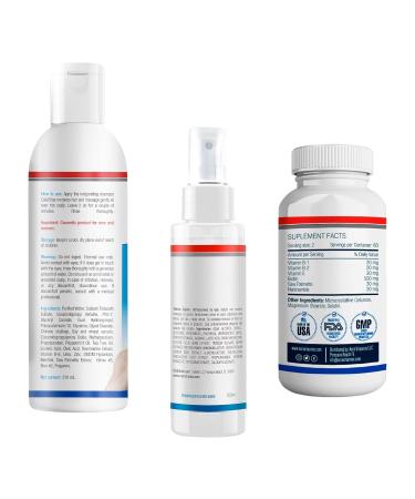 Hair Growth Shampoo & Serum Capsules | Ultra Strength Hair Thickening Spray | Hair Loss Prevention Supplement - 4oz & 60 Caps - Buy Online on GoSupps.com