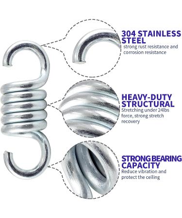 440lb Capacity Heavy Duty Punching Bag Spring Hanging Kit - Stainless Steel for Fitness Training, Climbing, Hammock - Buy Online on GoSupps.com
