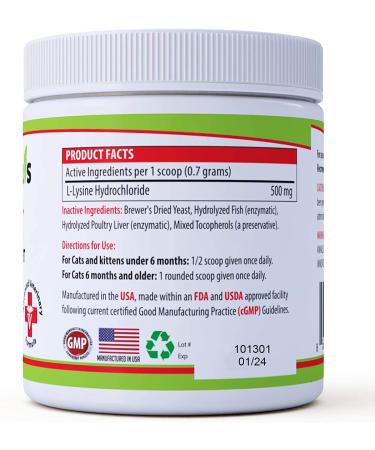 Trulysine Plus L-Lysine for Cats - Immune Support Powder - Chicken or Fish & Poultry Flavor - 100g - Made in USA - Buy Online on GoSupps.com