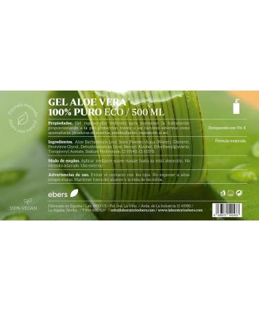 Ebers Aloe Vera Gel 100% Pure 500ml - Moisturizing Cream for Face Body Hair Care & Shaving - International Shipping Available - Buy Online on GoSupps.com