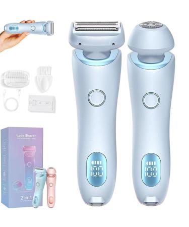 Eviay Premium Shaver VIA Premium Shaver 2 in 1 Electric Shaver Razors for Women Wireless & Waterproof Bikini Trimmer for Epilator (Blue *1)