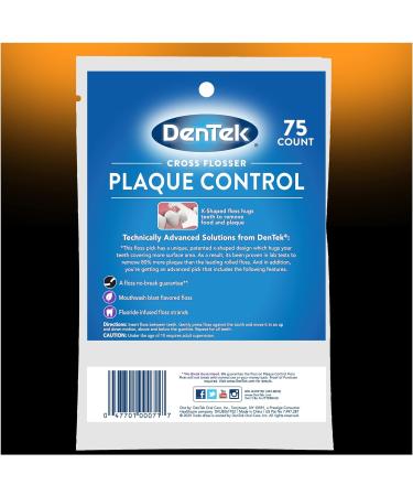 DenTek Cross Flosser Plaque Control Floss Picks X-Shaped 75 Count - Pack of 1 - Buy Online on GoSupps.com
