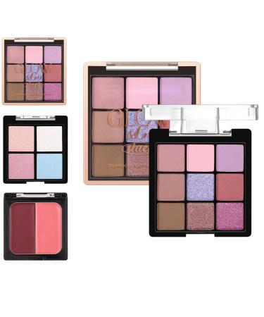 Palette Fard Paupi res et Blush Fards Paupi res Fards Joues Illuminateur pour Femme Cosm tiques Effets Satin s et Mats pour Peau Mature Soir es D placements Voyages # 01