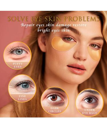 Saimyo 24K GOLD Eye Mask 60 Pcs - Amino Acid & Collagen Under Eye Mask for Dark Circles, Puffiness, Face Care - Beauty & Personal Care - Buy Online on GoSupps.com