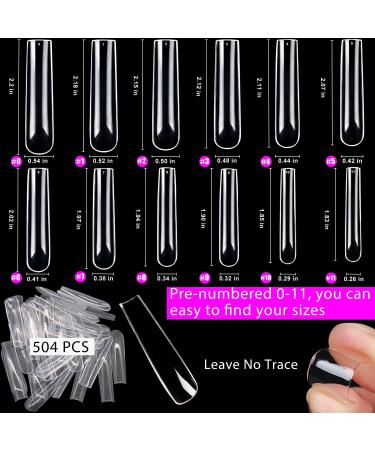AITRAI Long Square Nail Tips - 504pcs XXL/XXXL Full Cover Straight Acrylic Fake Nails with Files for Salon & Home Nail Art | 12 Sizes Available - Buy Online on GoSupps.com