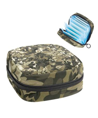 Camouflage Flower Sanitary Napkin Storage Bag Feminine Product Pouches Portable Period Kit Bag Menstruation First Period Bag for Women Teen Girls Ladies Menstrual Cup Pouch Tampon Bags Color 1
