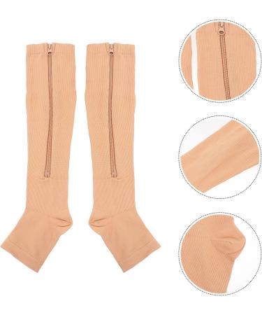 Faruta Knee-High Toe Socks - Support Stockings with Zipper for Walking & Running | Relief for Varicose Veins | Size L/XL Skin Color - Buy Online on GoSupps.com