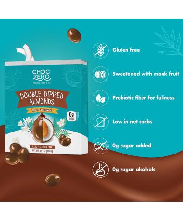 ChocZero Keto Milk Chocolate Coconut Almonds - Sugar Free Low Carb Snack (3.5oz x 3) - Buy Online on GoSupps.com