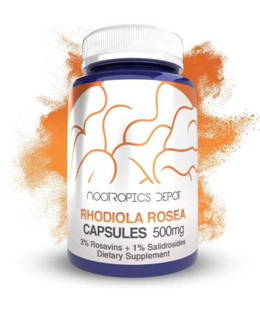 Nootropics Depot Rhodiola Rosea Capsules | 500mg | 3% Rosavins | 60 Count | Adaptogen Herb | Ayurvedic Supplement | Supports Healthy Stress Levels* | Promotes Brain Health*