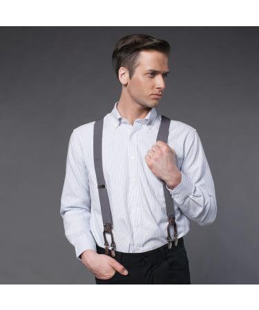 Kangdai Men's Heavy Duty Adjustable Y-Back Braces - 6 Clips 20 Colors Durable Elastic with Strong Metal Clips - Perfect for Every Occasion - Buy Online on GoSupps.com