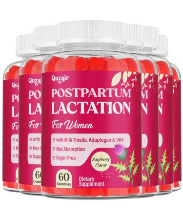 6 Pack Lactation Supplement Postpartum Lactation Support Gummies for Breastfeeding with Milk Thistle Postnatal Vitamins As Breast Milk Supply Booster Recovery Hair Growth Sugar Free Vegan