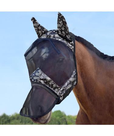 Harrison Howard CareMaster Horse Fly Mask - Long Nose & Ears UV Protection for Horses - XL Paisley Wave - Buy Online on GoSupps.com