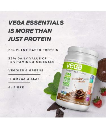 Vega Essentials Nutritional Shake Chocolate (17 Servings 613g) - Plant Based Vegan protein Non Dairy Keto-Friendly Gluten Free Non GMO - Buy Online on GoSupps.com