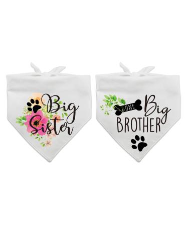 YROVWENQ Family Kitchen Big Sister Brother Pregnancy Announcement Dog Bandana Gender Reveal Photo Prop Pet Scarf Accessories Pet Scarves for Dog Lovers Pack of 2