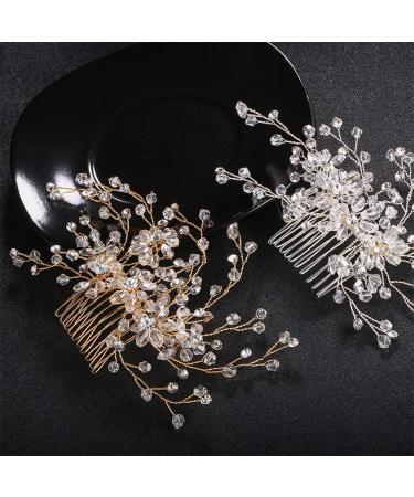 Anglacesmade Bridal Hair Comb Crystal Back Comb Rhinestone Headpiece for Wedding Party Prom Festival Hair Accessories for Women and Girls (Gold) - Buy Online on GoSupps.com