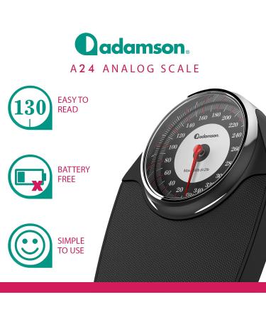 Adamson A24 High Precision Bathroom Scale - Up to 350 LB Capacity - Anti-Skid Surface - Extra Large Numbers - Durable Analog Design - 20-Year Warranty - New 2021 Release - Buy Online on GoSupps.com