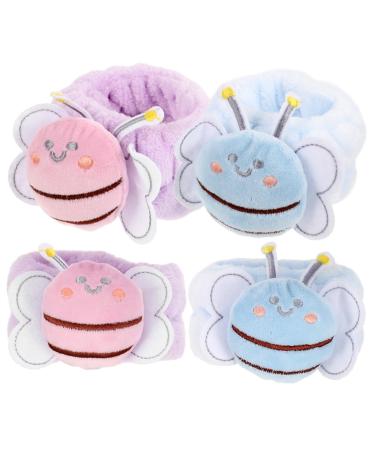 minkissy 4pi ces Bracelets Pour Laver Le Visage Abeille Manchettes Absorbantes Lot Pour Utilisation Spa