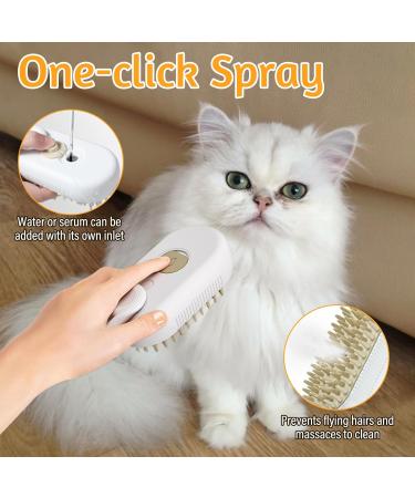 Cat Steam Brush 3 In1 Steamy Cat Brush Rechargeable Cat Brush With Spray Dog Brush Self Cleaning Steam Cat Brush Multifunctional Cat Grooming Brush for Massages Treatments Eliminate Flying Hair - Buy Online on GoSupps.com
