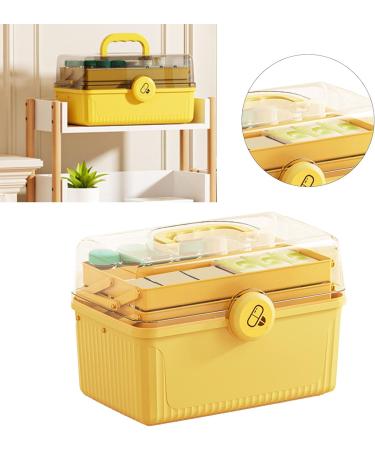 Large Capacity Shockproof Medicine Storage Box - 3 Layers Portable & Waterproof for Home & Outdoor Use | Lemon Yellow - Buy Online on GoSupps.com