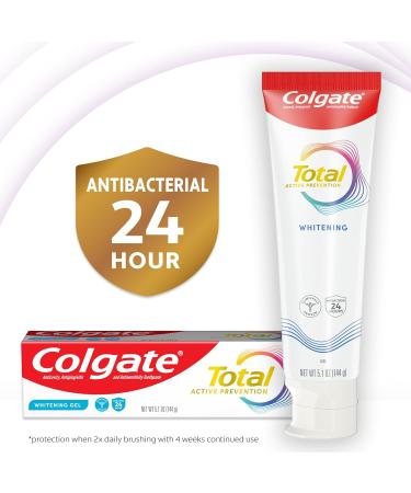 Colgate Total Active Prevention Whitening Gel Toothpaste with Fluoride Bulk with Clinically Proven Formula That Fights Plaque Bacteria Mint 4 Pack 5.1 oz - Buy Online on GoSupps.com