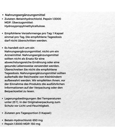  Aliness Aliness - Betaine HCL 650mg - Pepsin 150mg - Digestive Enzymes - Food Supplements - Vegan - Vegetarian - 100g - Buy Online on GoSupps.com
