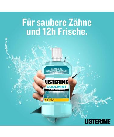 Buy Listerine Cool Mint Alcohol-Free Mouthwash - Antibacterial Mild Taste 6 x 600 ml - Healthy Teeth & Fresh Breath - International Shipping Available - Buy Online on GoSupps.com
