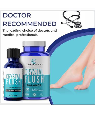 Crystal Flush 2 Step Fungus Fighting System - Tolnaftate 1% Anti-Fungal Solution & Immune Support Capsules - 30-Day Toenail Fungus Treatment Kit - Buy Online on GoSupps.com
