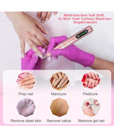 Kredioo Electric Nail Drill for Acrylic Gel Nails - 20000RPM Rechargeable Portable Manicure Set for Cuticle and Callus Removal - Cordless E File Nail Care Kit (Gold) - Buy Online on GoSupps.com