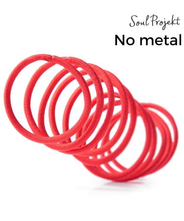 Soul Project Red Hair Ties - 100 Pcs 4mm Elastic No Metal Bands for All Hair Types Perfect for Braids Ponytails Buns - Ideal for School Work & Gym - Buy Online on GoSupps.com