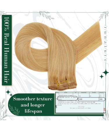 Runature Remy Clip Hair Extensions - 35cm Real Hair Highlights in Blond #16P24 - 3 Pieces 50g Invisible Clip-In Extensions - Buy Online on GoSupps.com