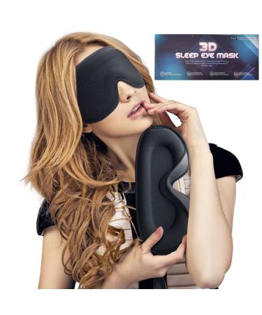 HUIBENYOU 3D Eye Covers for Sleeping Unisex Sleep mask Completely Blindfold Suitable for Lunch Breaks Insomnia Rest Anytime use Leica ice Sleeping mask Soft and Comfortable Sleeping mask 2pcs Black.