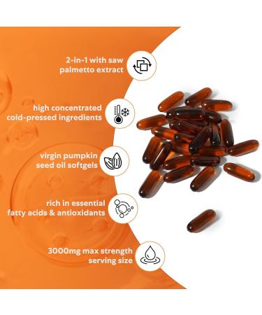 Pumpkin Seed Oil Capsules with Saw Palmetto 300 Softgels | 2-in-1 Formula 3000mg | Cold Pressed Pure Virgin Oil for Hair Prostate & Bladder Health | Immune Support Urinary Wellness | Vegan Non-GMO - Buy Online on GoSupps.com