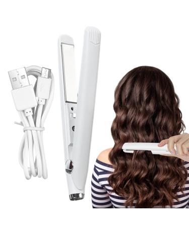 Travel Hair Straightener 2 in 1 Hair Straightener and Curler Fast Heating Flat Iron Lightweight Dual-Purpose Curling Iron Tiny Hair Straightening Iron USB-Powered Hair Curler for Women Girls
