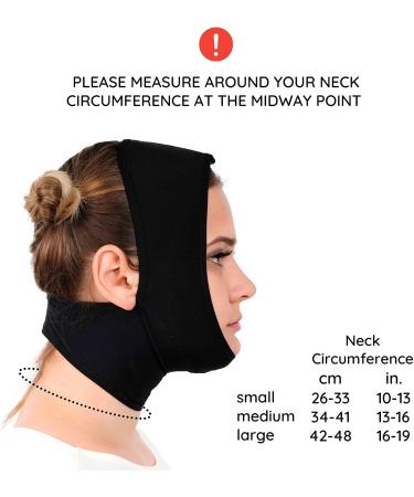 Post Surgery Neck Chin Compression Garment for Women - Face Slimmer & Jowl Tightening - Neck Coverage & Chin Lifting Strap - Black Medium (1 Pack) - Buy Online on GoSupps.com