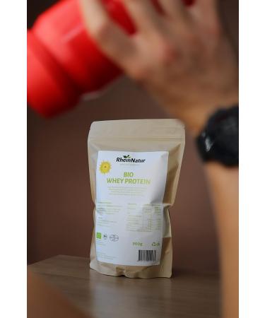 Rheinnatur Bio Whey Protein Powder 900g - Pure Tasteless Protein without Additives & Soy - 100% Organic Protein for Shakes - Buy Online on GoSupps.com