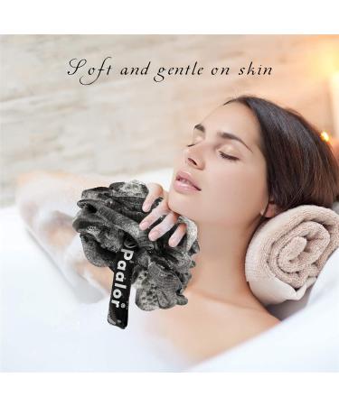 Paalor Loofah-Pack of 3 Black Loofah men with Double Knotted Core and Hanging Ribbon-Shower Sponge Mesh Loofa Creates a Rich Lather for Gentle Cleansing Exfoliating - Buy Online on GoSupps.com