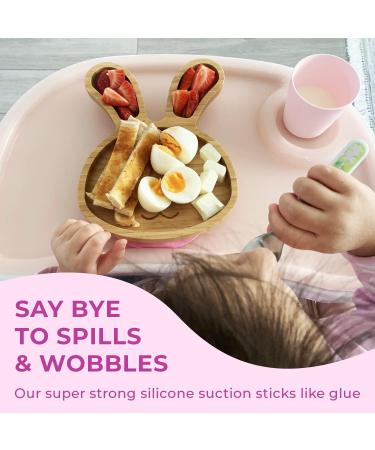 Nohla Baby Weaning Suction Plate - Billie the Bunny - Cherry - 100% Bamboo & FDA Silicone - Spill-Proof Base - BPA-Free - Ideal for 6 Months - Buy Online on GoSupps.com