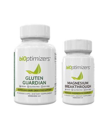 BiOptimizers - Magnesium Breakthrough 4.0 (60 Capsules) and Gluten Guardian (90 Capsules) Supplement Bundle