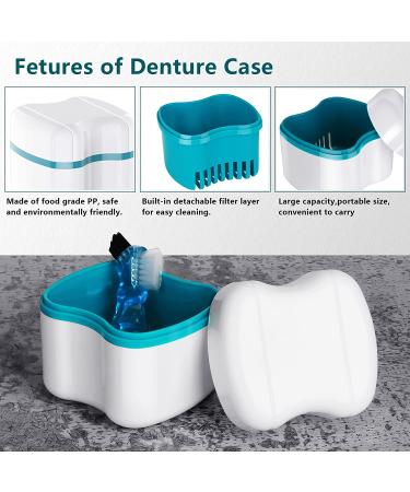 Scotte Denture Case with Brush and Basket - Retainer & Denture Container for Travel - Green - Buy Online on GoSupps.com