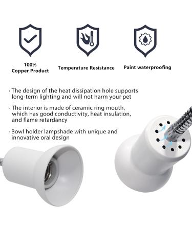 WEEVDRIE Portable Terrarium Heat Lamp 40CM with Clip, 360 Rotating Neck, Dimmer Switch - Ideal for Reptiles, Turtles, Lizards, and Tortoises - White - Buy Online on GoSupps.com