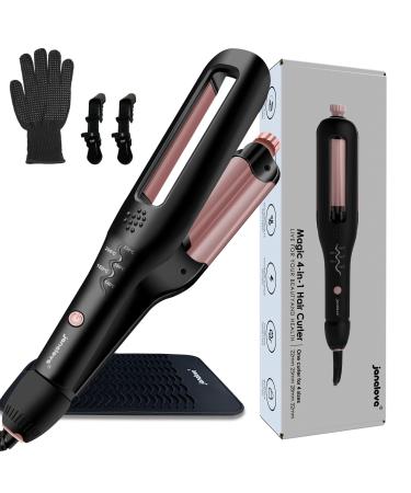 janelove Hair Waver - Adjustable Hair Curler for Beach Waves 4-in-1 Wavy Styles Choices -22mm-25mm-28mm-32mm Curling Wand for Long or Short Hair 4 Adjustable Depth Wave Iron