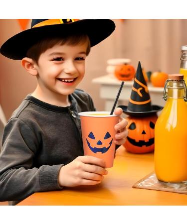 Confettiville Halloween Disposable Paper Party Cups Bulk 50 Pack Leak-Resistant 12 oz Hot and Cold Cups for Restaurants and Parties Jack-O-Lantern Black & Orange - Buy Online on GoSupps.com